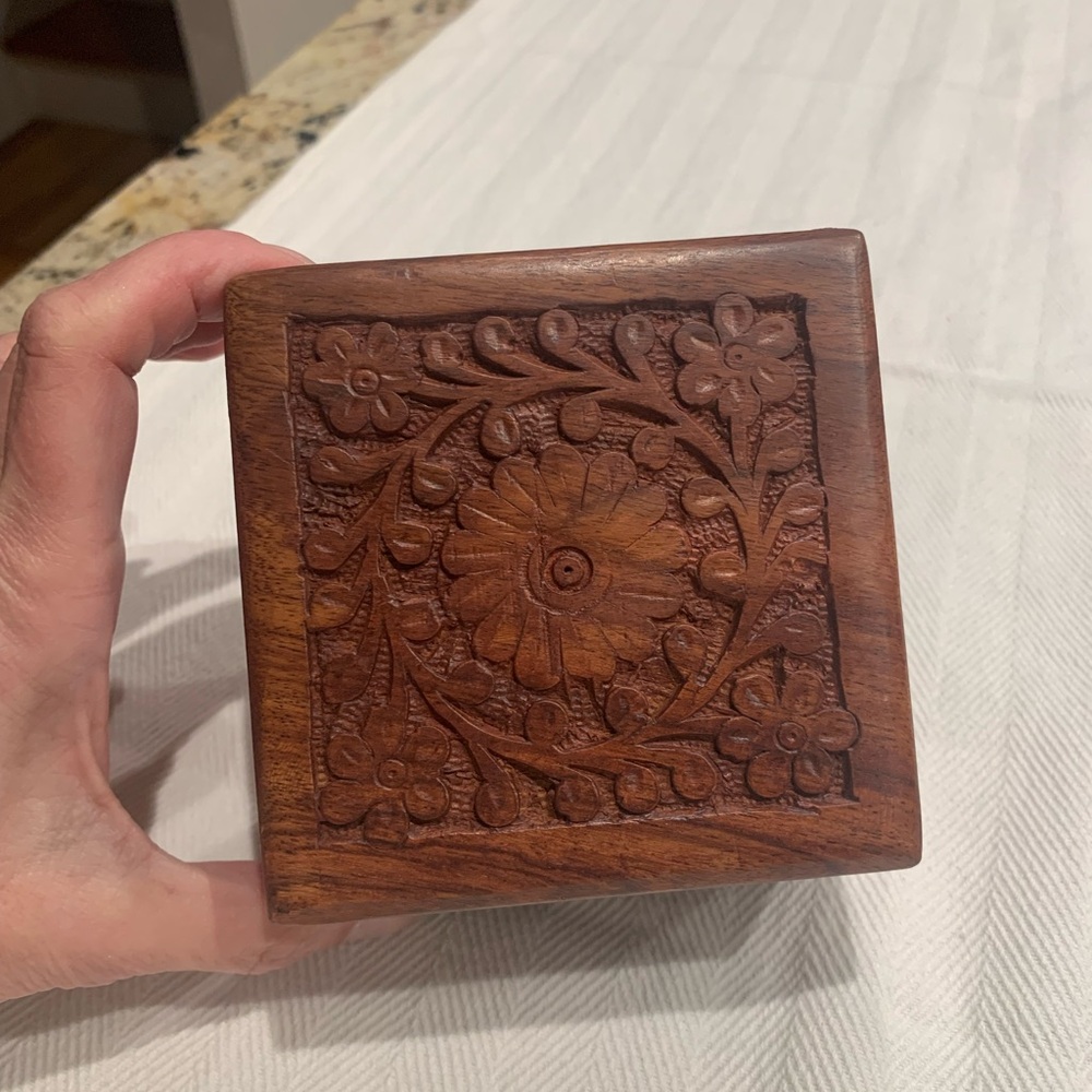 Carved Wooden Jewelry Box - Picture 2 of 6